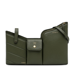 Fendi AB Fendi Green Calf Leather Mini 3 Pocket Crossbody Bag Italy