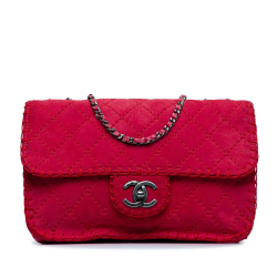 Chanel B Chanel Pink Suede Leather Medium Quilted Stitched Single Flap Italy