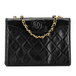 Chanel B Chanel Black Lambskin Leather Leather CC Quilted Lambskin Crossbody Italy