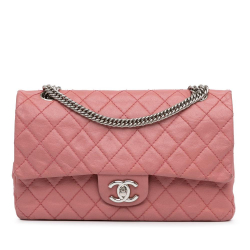 Chanel Pink Lambskin Leather Leather Medium Classic Washed Lambskin Bijoux Chain Double Flap France