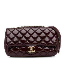 Chanel AB Chanel Red Burgundy Patent Leather Leather Paris-Salzburg CC Eyelet Patent Flap Italy