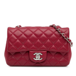 Chanel AB Chanel Red Dark Red Caviar Leather Leather Mini Rectangular Classic Caviar Single Flap France