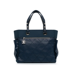 Chanel AB Chanel Blue Navy Coated Canvas Fabric Large Paris Biarritz Tote Italy