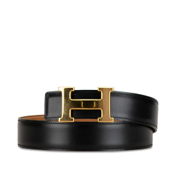 Hermès B Hermès Black Calf Leather Constance Reversible Belt France