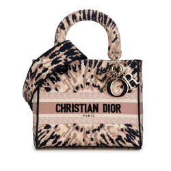 Christian Dior AB Dior Brown Beige Canvas Fabric Medium Tie-Dye Lady D-Lite Italy