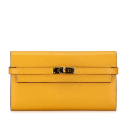 Hermès B Hermès Yellow Calf Leather Epsom Kelly Classic Wallet France