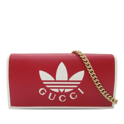 Gucci AB Gucci Red with White Calf Leather Adidas Wallet on Chain Italy