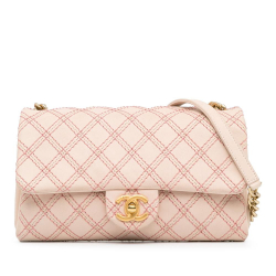 Chanel B Chanel Pink Light Pink Calf Leather Small skin Triple Stitched Flap Italy