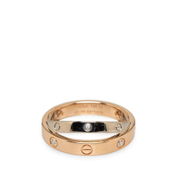 Cartier AB Cartier Gold Rose Gold Metal 18K Rose and White Gold 3 Diamonds Double Band Love Ring France