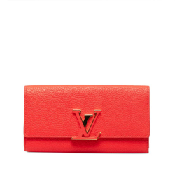 Louis Vuitton AB Louis Vuitton Red Calf Leather Taurillon Capucines Wallet France