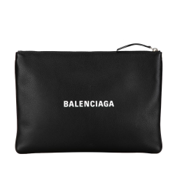 Balenciaga AB Balenciaga Black Calf Leather Everyday Clutch Italy