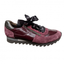 Paul Green Sneakers cuir verni et daim bordeaux 40