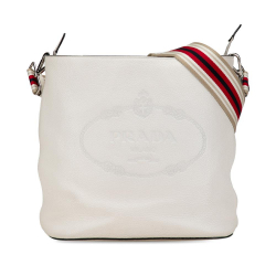 Prada B Prada White Ivory Calf Leather Vitello Phenix Logo Bucket Bag Turkey