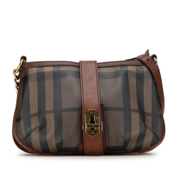 Burberry B Burberry Brown Coated Canvas Fabric Smoke Check Crossbody Italy