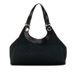 Gucci AB Gucci Black Canvas Fabric GG Charmy Shoulder Bag Italy