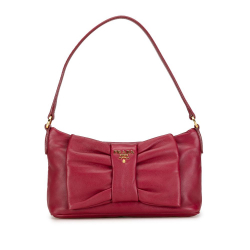 Prada B Prada Pink Dark Pink Calf Leather Fiocco Bow Shoulder Bag Italy