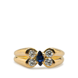 Van Cleef & Arpels B Van Cleef and Arpels Gold 18K Yellow Gold Metal Diamond and Sapphire Butterfly Ring France