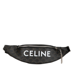 Celine AB Celine Brown Dark Brown Coated Canvas Fabric Triomphe Belt Bag Italy