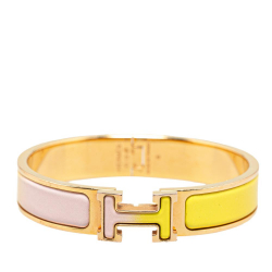 Hermès B Hermès Pink with Yellow Enamel Other Clic H Fusion Bracelet PM France