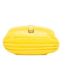 Chanel B Chanel Yellow Calf Leather Oval Purse Clutch on Chain Italy