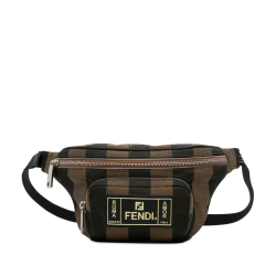 Fendi AB Fendi Brown Canvas Fabric Pequin Belt Bag Italy