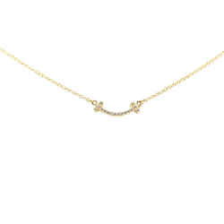 Tiffany & Co AB Tiffany Gold 18K Yellow Gold Metal Mini with Diamond T Smile Pendant Necklace United States