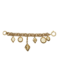 Chanel AB Chanel Gold Gold Plated Metal CC Multi Charms Iconic Chain Bracelet France