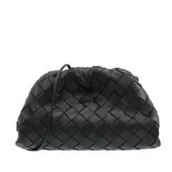 Bottega Veneta B Bottega Veneta Black Calf Leather Intrecciato The Mini Pouch Italy