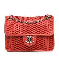 Chanel B Chanel Red Calf Leather Small Perforated skin Up In The Air Flap Italy