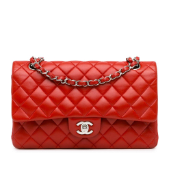 Chanel AB Chanel Red Lambskin Leather Leather Medium Classic Lambskin Double Flap France