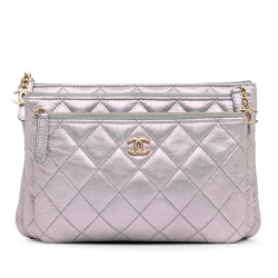 Chanel AB Chanel Purple Calf Leather Iridescent Crumpled skin Trio Cosmetic Case Italy