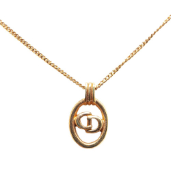 Christian Dior B Dior Gold Gold Plated Metal CD Logo Pendant Necklace Italy