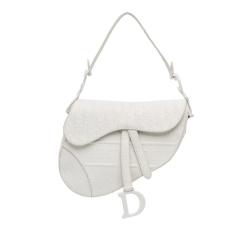 Christian Dior AB Dior White Pearl Calf Leather Embossed Oblique Saddle Bag Italy