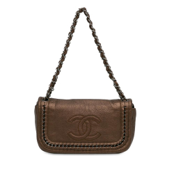 Chanel AB Chanel Brown Calf Leather Medium skin Luxe Ligne Flap Italy