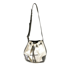 Balenciaga B Balenciaga Brown Light Beige with Gray Canvas Fabric Navy Bucket Bag Spain