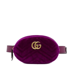 Gucci AB Gucci Purple Velvet Fabric GG Marmont Belt Bag Italy