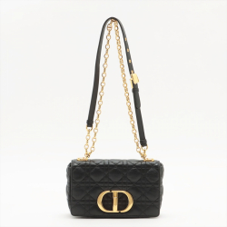 Christian Dior Caro Cannage Small Leather 2-Way Chain Bag Black