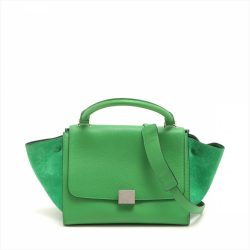 Celine Trapeze Small Leather & suede 2-Way Handbag Green