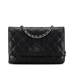 Chanel B Chanel Black Caviar Leather Leather CC Caviar Wallet on Chain France