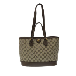 Gucci AB Gucci Brown Beige Coated Canvas Fabric GG Supreme Ophidia Tote Italy