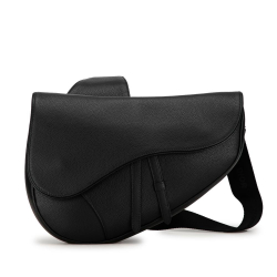 Christian Dior AB Dior Black Calf Leather Saddle Crossbody Bag Italy