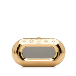 Louis Vuitton AB Louis Vuitton Gold Brass Metal Minaudiere Shell Clutch Italy
