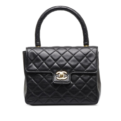 Chanel B Chanel Black Lambskin Leather Leather Small Lambskin Kelly Top Handle Bag France