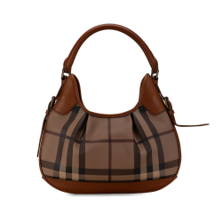 Burberry B Burberry Brown Coated Canvas Fabric Smoked Check Brooklyn Hobo China