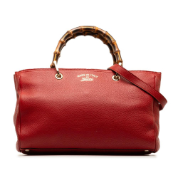 Gucci AB Gucci Red Calf Leather Medium Bamboo Shopper Italy