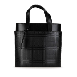 Burberry B Burberry Black Calf Leather Embossed House Check Handbag Italy