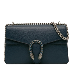 Gucci AB Gucci Blue Navy Calf Leather Small Dionysus Shoulder Bag Italy
