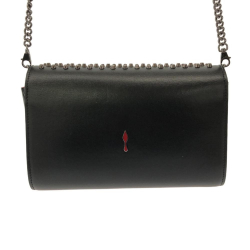 Christian Louboutin B Christian Louboutin Black Calf Leather Studded Paloma Clutch on Chain Italy