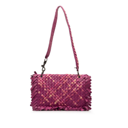 Bottega Veneta B Bottega Veneta Pink Calf Leather Paille Sfrangiato Aquatre Intrecciato Fringe Shoulder Bag Italy