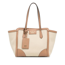 Gucci B Gucci Brown Beige Canvas Fabric Swing Tote Bag Italy